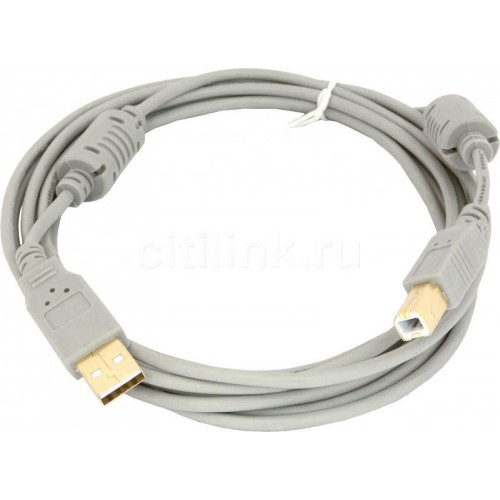 Кабель USB 2.0 Am-Bm 1.8м ферритовый фильтр, серый