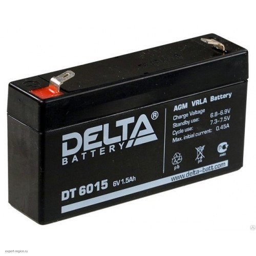 Аккумулятор DELTA DT 6015 6V 1.5Ah (97x24x58мм/0.3кг)