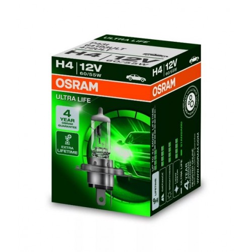 Галогеновая лампа Osram 12 В, H4, 60 Вт, Ultra Life 3200 K