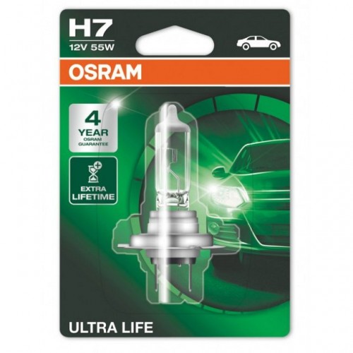 Галогеновая лампа Osram 12 В, H7, 55 Вт, Ultra Life 3200 K