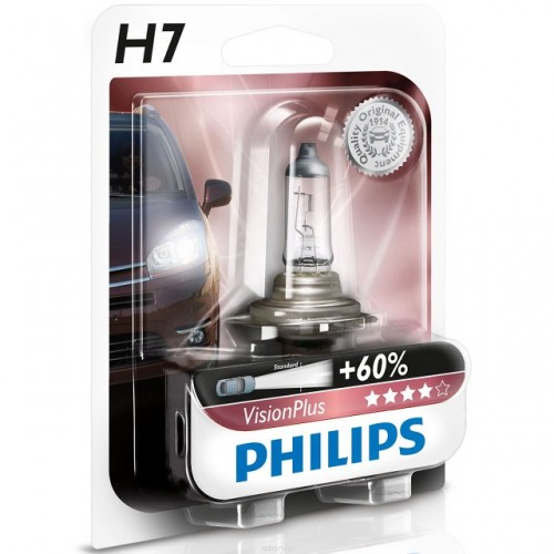 Галогеновая лампа Philips H7 12V- 55W (+60% света) Vision Plus блистер (1шт.)