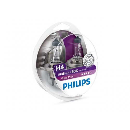 Галогеновая лампа Philips 12 В, H4, 60/55 Вт, VisionPlus 3250 K