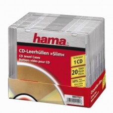 Коробка для одного CD Slim Box прозрачная Hama H-11521  20 шт.
