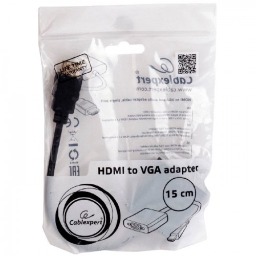 Переходник HDMI -> VGA 19M/15F Cablexpert, провод 15см (A-HDMI-VGA-03) 