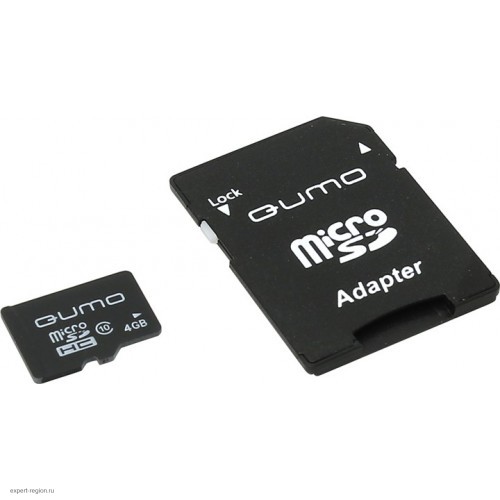 Карта памяти  microSDHC 4Gb Qumo Class 10+адаптер (QM4GMICSDHC10)