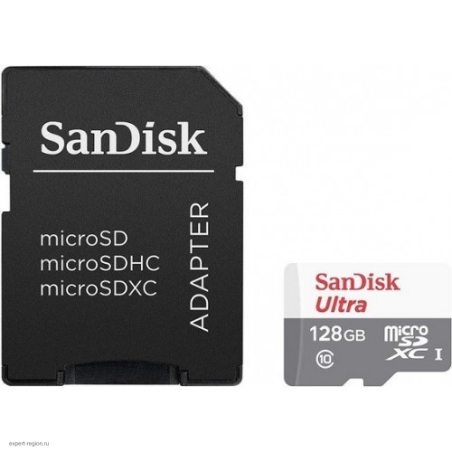 Карта памяти microSDXC 128Gb Sandisk Ultra Class 10 UHS-I U1 with Adapter (SDSQUNS-128G-GN6TA)