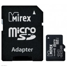 Карта памяти microSDHC Card 32Gb Mirex (Class 10 UHS-I/Adapter) (13613-ADSUHS32)