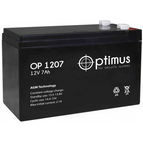 Аккумулятор Optimus OP 1207 (12V/7Ah/151х65х100мм)