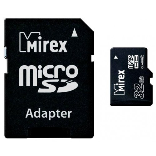 Карта памяти microSDHC 32Gb Mirex Class 10 + Adapter (13613-AD10SD32)