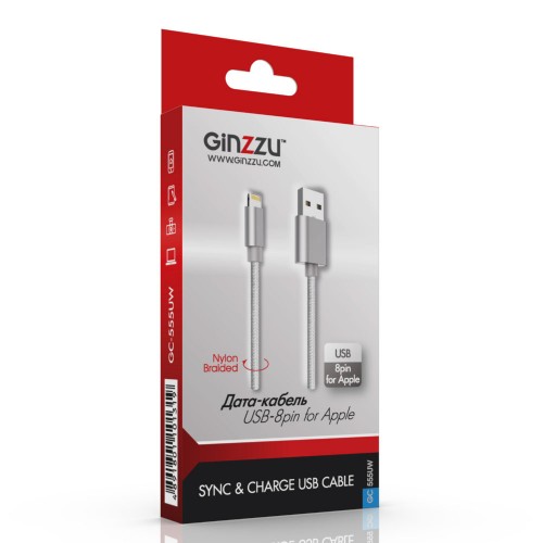 Кабель Ginzzu USB - Lightning для Apple iPhone 5/5c/5S/6+ Apple iPad 4/mini/Air Apple iPod touch 5, nano 7