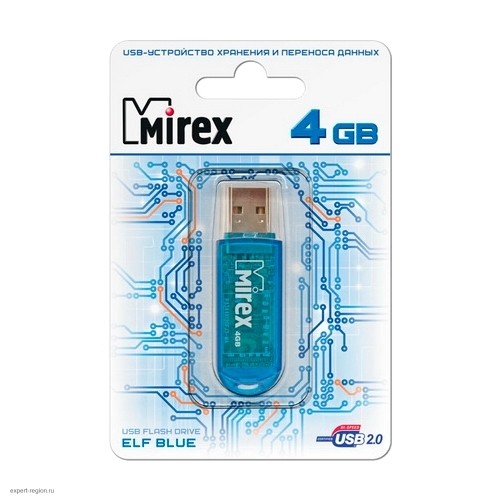 Накопитель USB 2.0 Flash Drive 4Gb Mirex Elf Blue (13600-FMUBLE04)