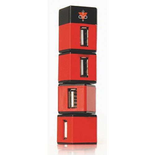 Концентратор USB 2.0 Konoos UK-05 "Небоскреб" Red (4xUSB)