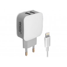Зарядное устройство GINZZU GA-3010UW White (2USB/2.1A/Lightning cable) (GA-3010UW)