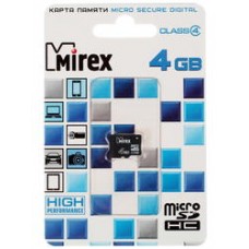 Карта памяти microSDHC 4Gb Mirex Class 4 w/o Adapter