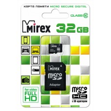 Карта памяти Mirex microSDHC 32Gb Class 10 + адаптер
