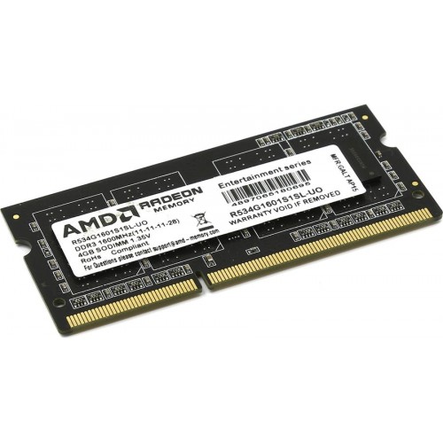 Модуль памяти SODIMM DDR3L SDRAM 4096 Mb AMD (PC12800/1600MHz/CL11) (R534G1601S1SL-UO)