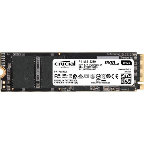 Накопитель SSD 500Gb Crucial (CT500P1SSD8) P1, M.2 NVMe, 3D (чт.1900MB/s, зап.950MB/s)
