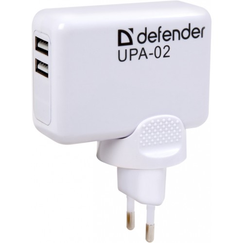Зарядное устройство Defender UPA-02, 2xUSB, 2.1 А (суммарно на все порты)