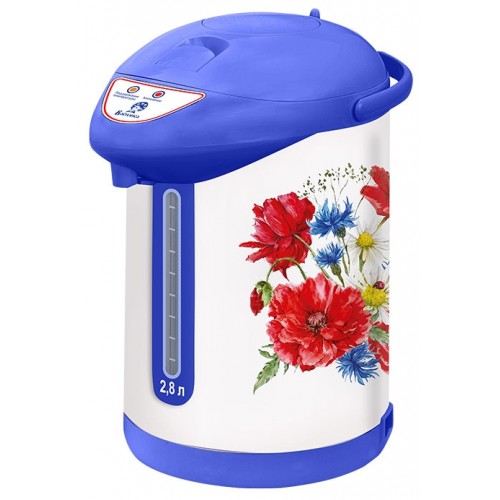 Термопот Василиса ТП7-820 белый с голубым "Полевые цветы"