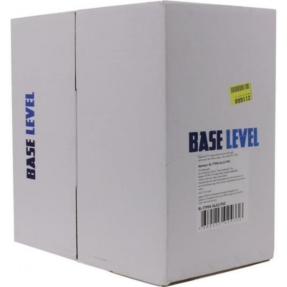 Pvc ftp. Кабель UTP 4 пары кат. 5е Base Level. Кабель витая пара BASELEVEL BL-FTP-004-5e-cu-pe-m. BASELEVEL BL-cu0.5. Кабель UTP BASELEVEL. Витая пара,4 пары,кат.5e медь оболочка PVC.305m.