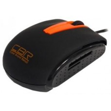 Мышь CBR CM 344 Black/Orange (Оптическая 1200dpi поддержка карт памяти: SD (HC), SD, mini SD, micro SD, кабель 1,4м