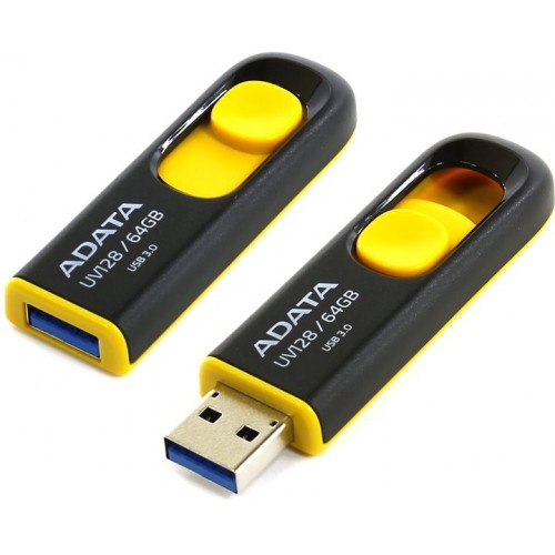 Накопитель USB 3.0 Flash Drive 64Gb ADATA DashDrive UV128 черный-желтый