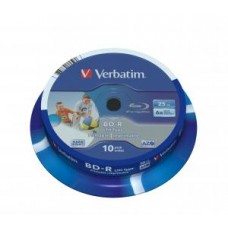 Диск Verbatim Blu-Ray, 25Gb, 6x, Cake Box, 10 шт, Printable