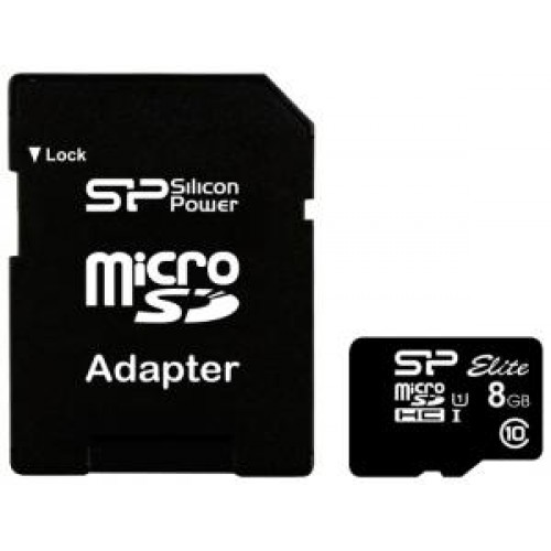 Карта памяти microSD Card 8Gb Silicon Power Elite COLORED Class10 с адаптером (SP008GBSTHBU1V20SP)