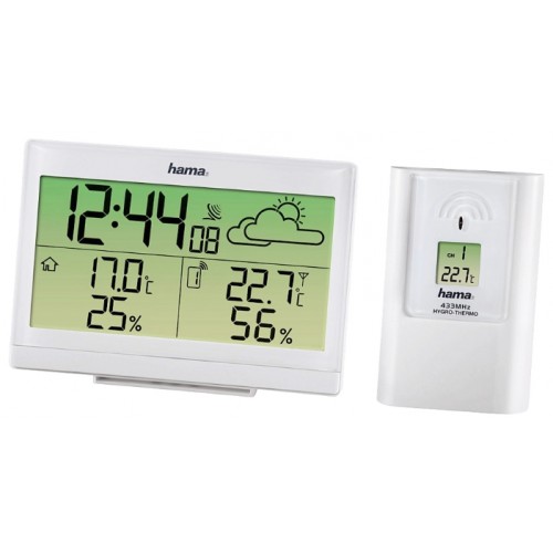 Метеостанция HAMA EWS-890 H-113986 (календарь, часы, беспроводной датчик, сохранение t значений) white