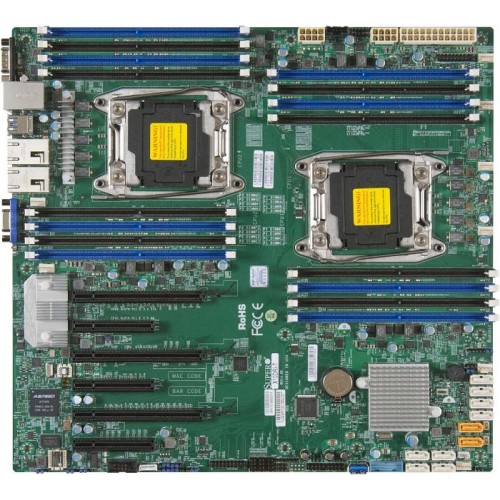 Плата Supermicro MBD-X10DRI-O - E-ATX (2xCPU LGA2011-r3, Intel® C612/16xDDR4/10xSATA/2xGbE