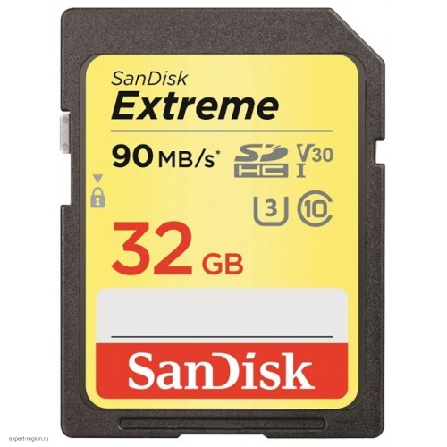 Карта памяти SD Card 32Gb SanDisk Extreme, Class 10 UHS-I U3 (SDSDXVE-032G-GNCIN)