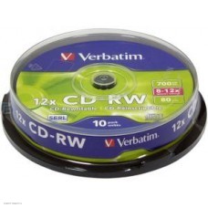 Диск CD-RW перезап. Verbatim 700Mb 12x Cake Box (43480)