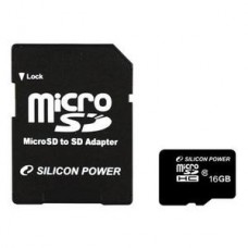 Карта памяти microSD Card16Gb Silicon Power Class10 SDHC + адаптер SD (SP016GBSTH010V10-SP)