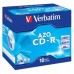 Диск CD-R Verbatim DL+ 700Mb 52x,  10шт., Jewel Case, Crystal Super Azo (43327)