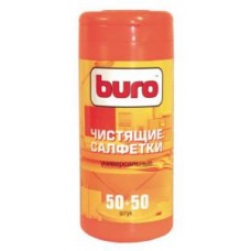 Салфетки чистящие BURO BU-Tmix универсальные (100 шт в тубе, 50 влажных+50сухих) 