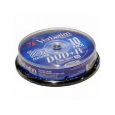 Диск DVD+R Verbatim 4,7Gb 16x, 10шт., Cake Box (43498)