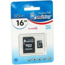 Карта памяти microSD Card16GB Smartbuy microSDHC Class 10 + SD адаптер (SB16GBSDCL10-01)