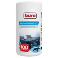 Салфетки чистящие влажные BURO BU-Tsurl, 100 шт. для пластиковых поверхностей и офисной мебели туба 