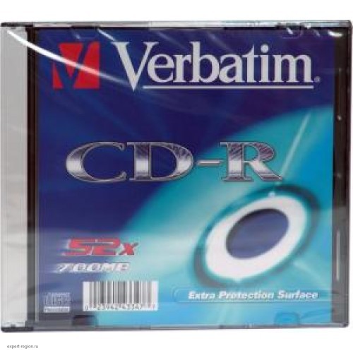 Диск CD-R Verbatim DL 700Mb 48-52x,   1шт. Slim  Case (43347)