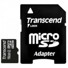 Карта памяти microSD Card16Gb Transcend SDHC Class4 + SD адаптер(TS16GUSDHC4)