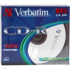 Диск CD-R Verbatim DL 700Mb 48-52x,  10шт., Slim Case (43415)