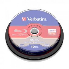 Диск Verbatim BD-RE 25Gb, 2x, 10шт., Cake Box, (43694)