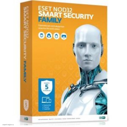 ПО ESET NOD32 Smart Security Family - лицензия на 1 год на 5ПК (NOD32-ESM-NS(BOX)-1-5)