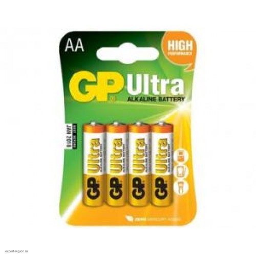 Батарейки алкалиновые GP Ultra Alkaline 15AU LR6 4шт (AA)