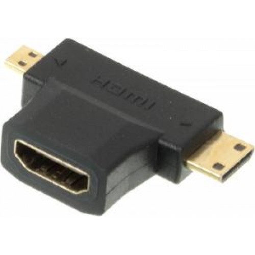 Переходник HDMImicro(m) -> HDMI19(f) HDMI  + Mini HDMI (Male) черный