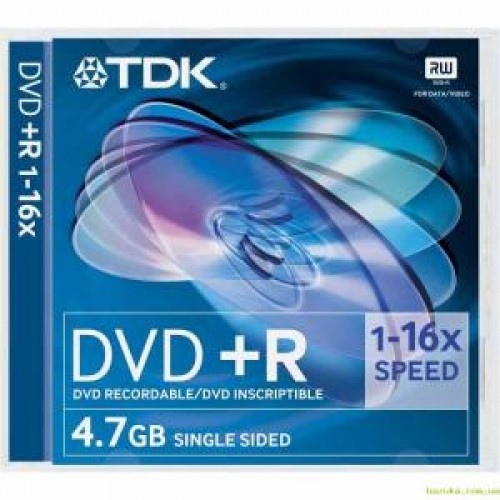 Диск DVD+R TDK 4,7GB 16x,  1шт., Slim Case (DVD+R47SCED10)