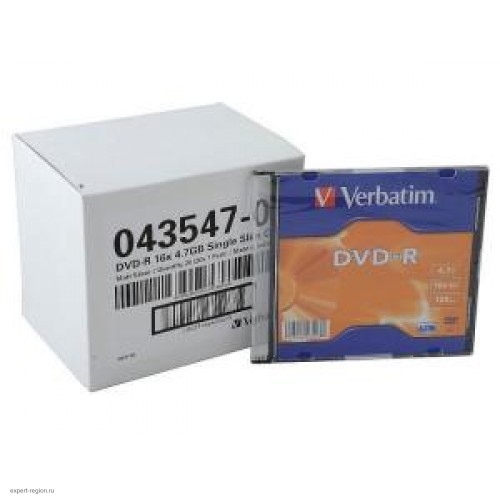 Диск DVD-R Verbatim 4.7 16x Slim case (43547)
