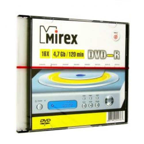 Диск DVD-R Mirex 4,7Gb 16x, 1шт, Slim Case (202363)