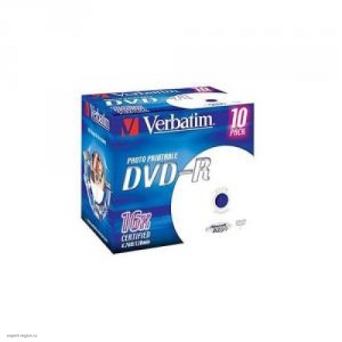 Диск DVD-R Verbatim 4,7Gb 16x, 10шт, Jewel case (43521)