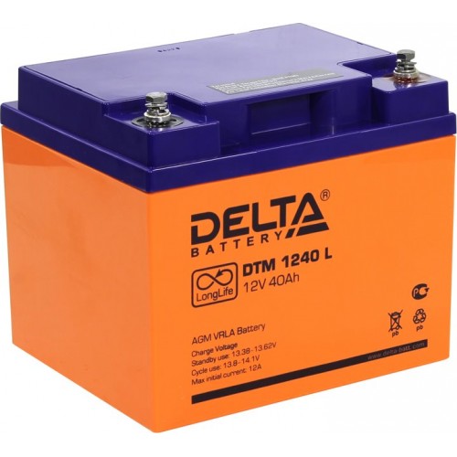 Аккумулятор DELTA DTM 1240 L 12V 40Ah (198x166x170мм/14кг)
